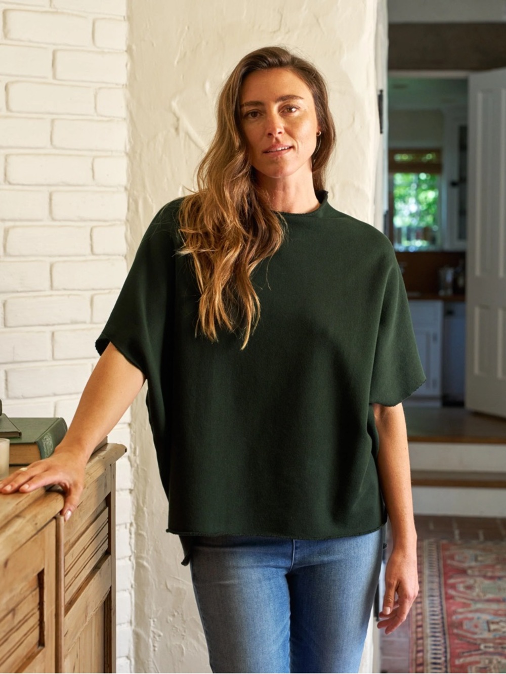 FRANK & EILEEN Audrey Capelet Poncho Pullover Sweatshirt Sweater // OS